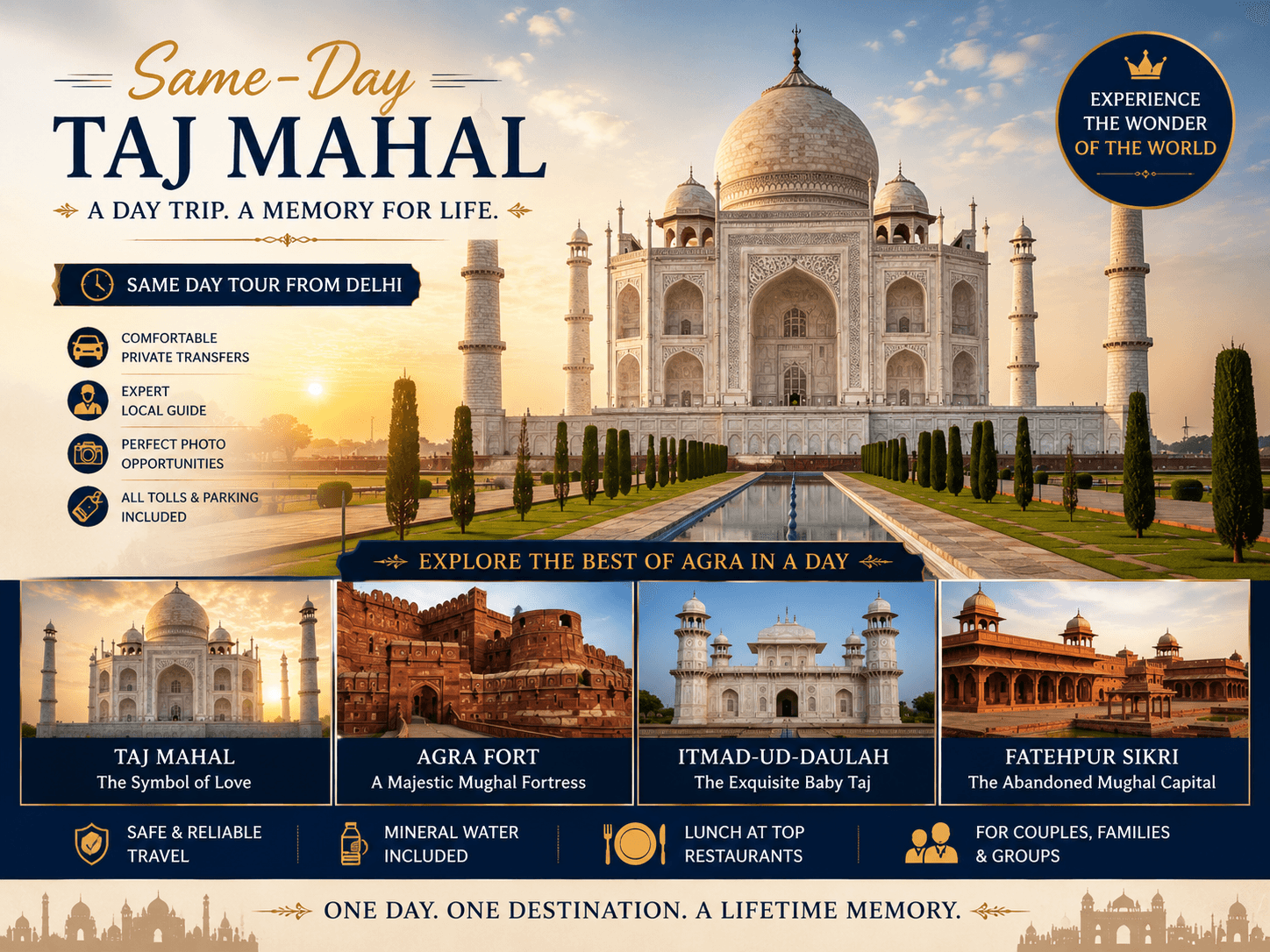 Same Day Taj Mahal Tour from Delhi